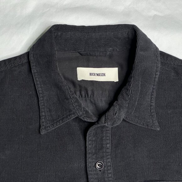 Buck Mason Corduroy Shirt Men's Medium Black Long Sleeve Front Pocket - Picture 3 of 11